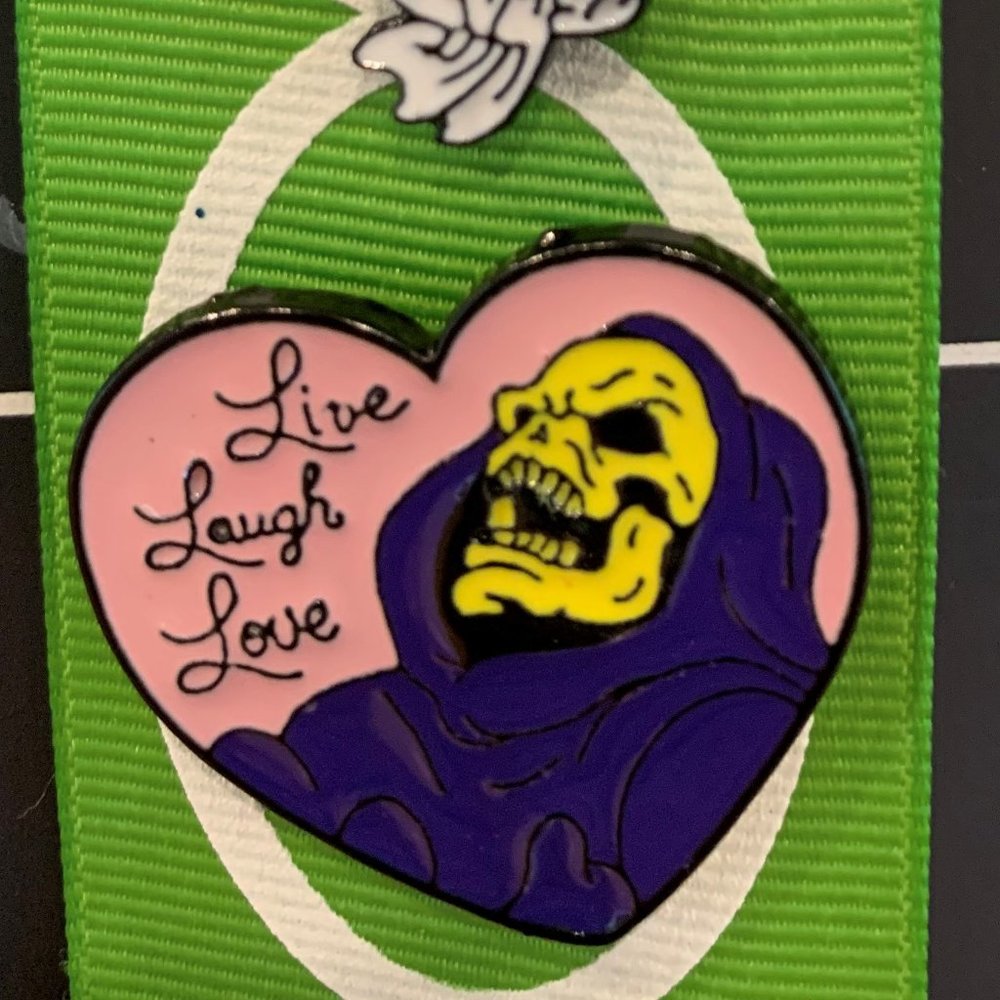 Skeletor Live Laugh Love Hat Pin